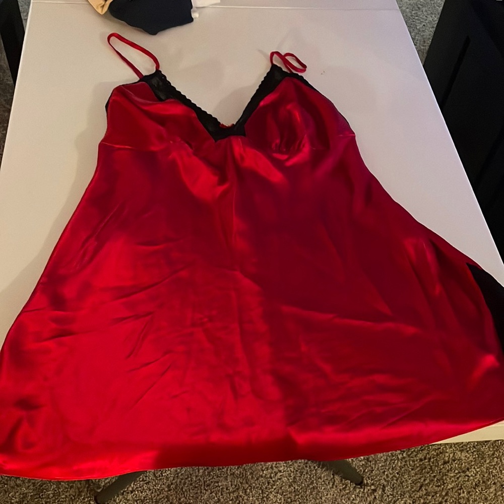red silk nightgown